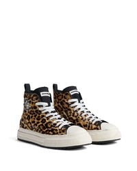 schwarze hohe Sneakers mit Leopardenmuster von DSQUARED2