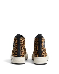 schwarze hohe Sneakers mit Leopardenmuster von DSQUARED2