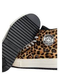 schwarze hohe Sneakers mit Leopardenmuster von DSQUARED2