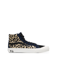 schwarze hohe Sneakers mit Leopardenmuster von Vans