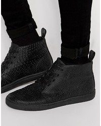 schwarze hohe Sneakers mit Schlangenmuster von Asos