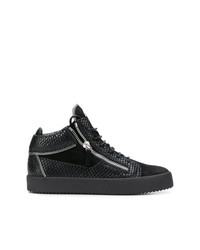 schwarze hohe Sneakers mit Schlangenmuster von Giuseppe Zanotti Design