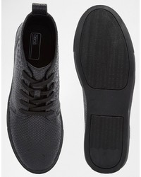 schwarze hohe Sneakers mit Schlangenmuster von Asos