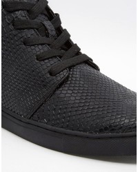 schwarze hohe Sneakers mit Schlangenmuster von Asos