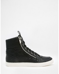 schwarze hohe Sneakers mit Schlangenmuster von Asos