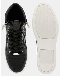 schwarze hohe Sneakers mit Schlangenmuster von Asos