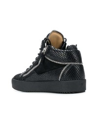 schwarze hohe Sneakers mit Schlangenmuster von Giuseppe Zanotti Design