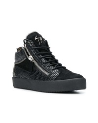 schwarze hohe Sneakers mit Schlangenmuster von Giuseppe Zanotti Design