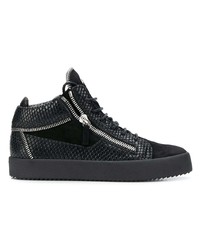 schwarze hohe Sneakers mit Schlangenmuster von Giuseppe Zanotti Design