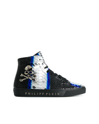 schwarze hohe Sneakers mit Schlangenmuster von Philipp Plein