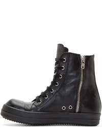 schwarze hohe Sneakers von Rick Owens