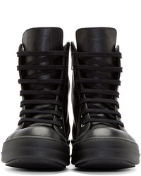 schwarze hohe Sneakers von Rick Owens