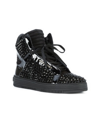 schwarze hohe Sneakers von Philipp Plein