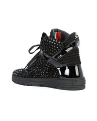 schwarze hohe Sneakers von Philipp Plein