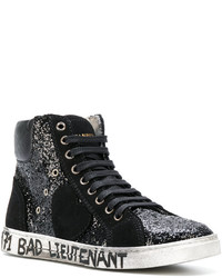 schwarze hohe Sneakers von Saint Laurent