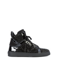 schwarze hohe Sneakers von Philipp Plein