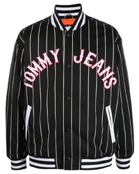 schwarze horizontal gestreifte Bomberjacke von Tommy Jeans