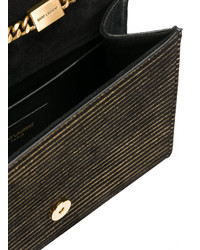 schwarze horizontal gestreifte Clutch von Saint Laurent