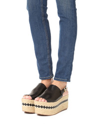 schwarze horizontal gestreifte Espadrilles von Tory Burch