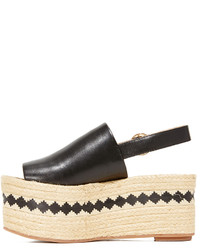 schwarze horizontal gestreifte Espadrilles von Tory Burch