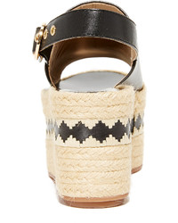 schwarze horizontal gestreifte Espadrilles von Tory Burch