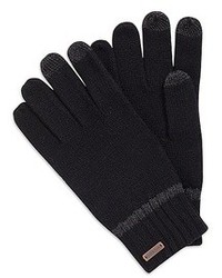 schwarze horizontal gestreifte Handschuhe
