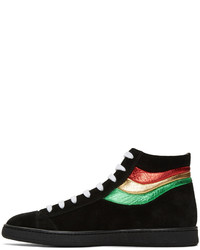 schwarze horizontal gestreifte hohe Sneakers aus Wildleder von Marc Jacobs