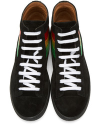 schwarze horizontal gestreifte hohe Sneakers aus Wildleder von Marc Jacobs