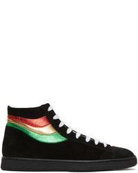 schwarze horizontal gestreifte hohe Sneakers aus Wildleder von Marc Jacobs