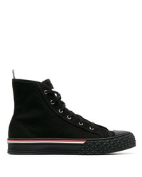 schwarze horizontal gestreifte hohe Sneakers von Thom Browne