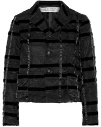 schwarze horizontal gestreifte Jacke von Comme des Garcons