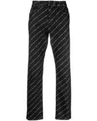 schwarze horizontal gestreifte Jeans von Karl Lagerfeld