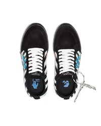 schwarze horizontal gestreifte Leder niedrige Sneakers von Off-White