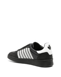 schwarze horizontal gestreifte niedrige Sneakers von DSQUARED2