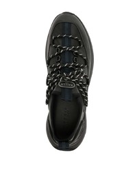 schwarze horizontal gestreifte niedrige Sneakers von Bally