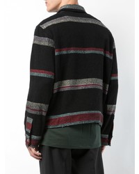 schwarze horizontal gestreifte Shirtjacke von The Elder Statesman