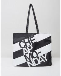 schwarze horizontal gestreifte Shopper Tasche von Cheap Monday