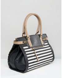 schwarze horizontal gestreifte Shopper Tasche von Aldo