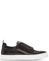 schwarze horizontal gestreifte Slip-On Sneakers von Pierre Hardy