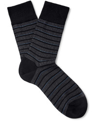 schwarze horizontal gestreifte Socken von Falke