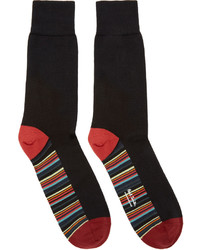 schwarze horizontal gestreifte Socken von Paul Smith