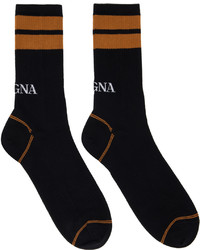 schwarze horizontal gestreifte Socken von Zegna