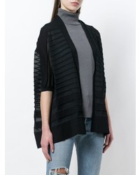 schwarze horizontal gestreifte Strickjacke mit einer offenen Front von Snobby Sheep