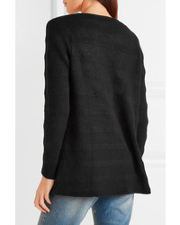 schwarze horizontal gestreifte Strickjacke von The Elder Statesman