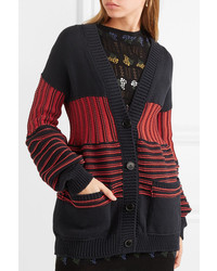 schwarze horizontal gestreifte Strickjacke von Sonia Rykiel