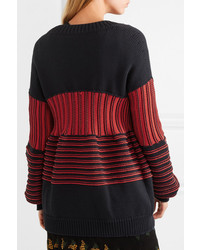 schwarze horizontal gestreifte Strickjacke von Sonia Rykiel