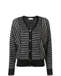 schwarze horizontal gestreifte Strickjacke von Sonia Rykiel