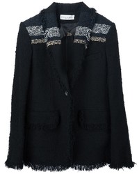 schwarze horizontal gestreifte Tweed-Jacke von Sonia Rykiel