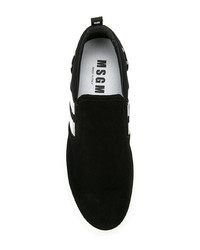 schwarze horizontal gestreifte Wildleder niedrige Sneakers von MSGM