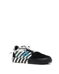 schwarze horizontal gestreifte Wildleder niedrige Sneakers von Off-White